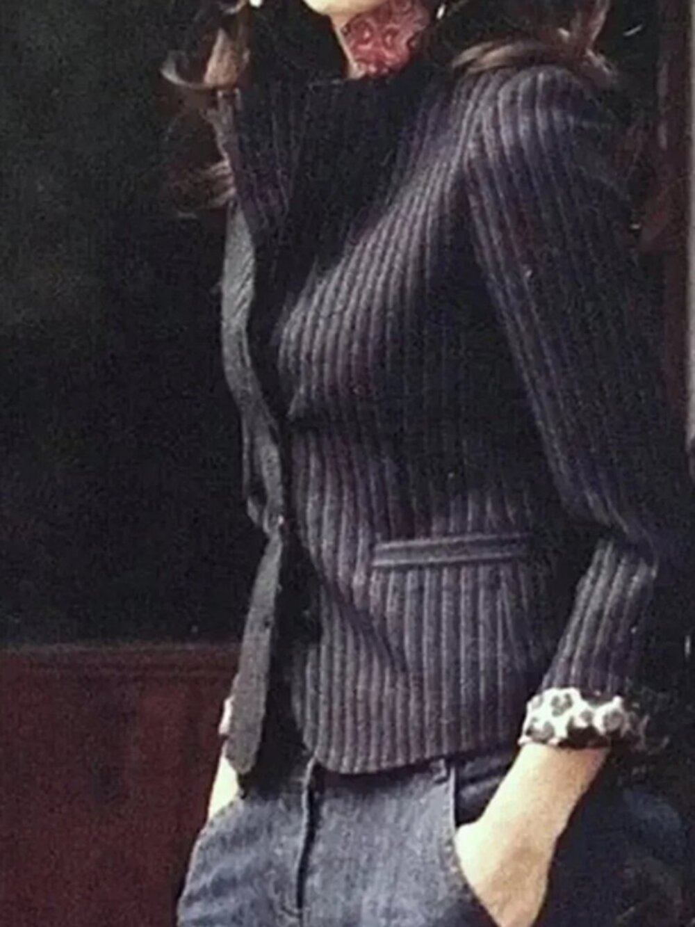 CAbi Joey Black/Grey Stripe Jacket Blazer style 364 size 6
